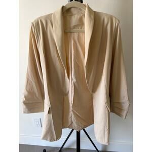 NEW Neutral Beige XL Collared Long Sleeve Design Blazer Classic Collar Details